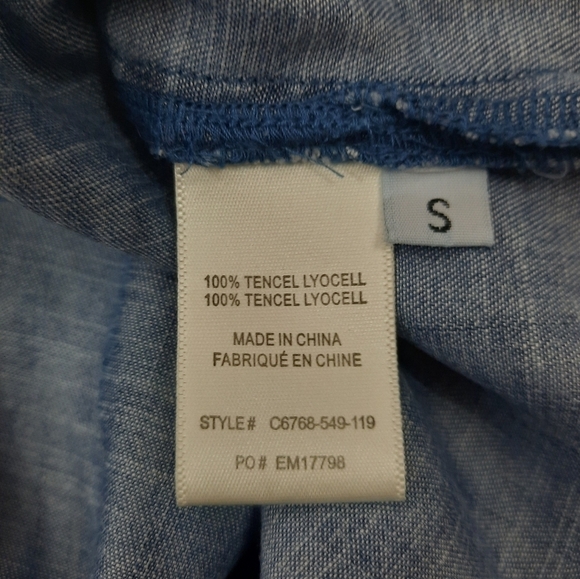 Cloth & Stone Anthropologie Denim Chambray Off the Shoulder Dress Size Small - Picture 6 of 8